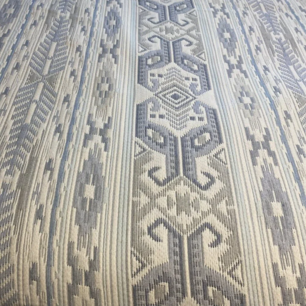 Vintage San Marcos Blanket 96x98 Blue White Bedspread Coverlet Reversible Queen